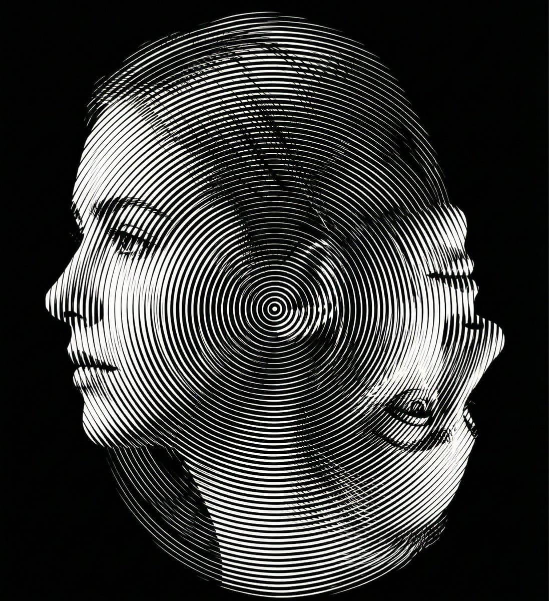 Dual-Orientation Optical Illusion Portrait — example 1