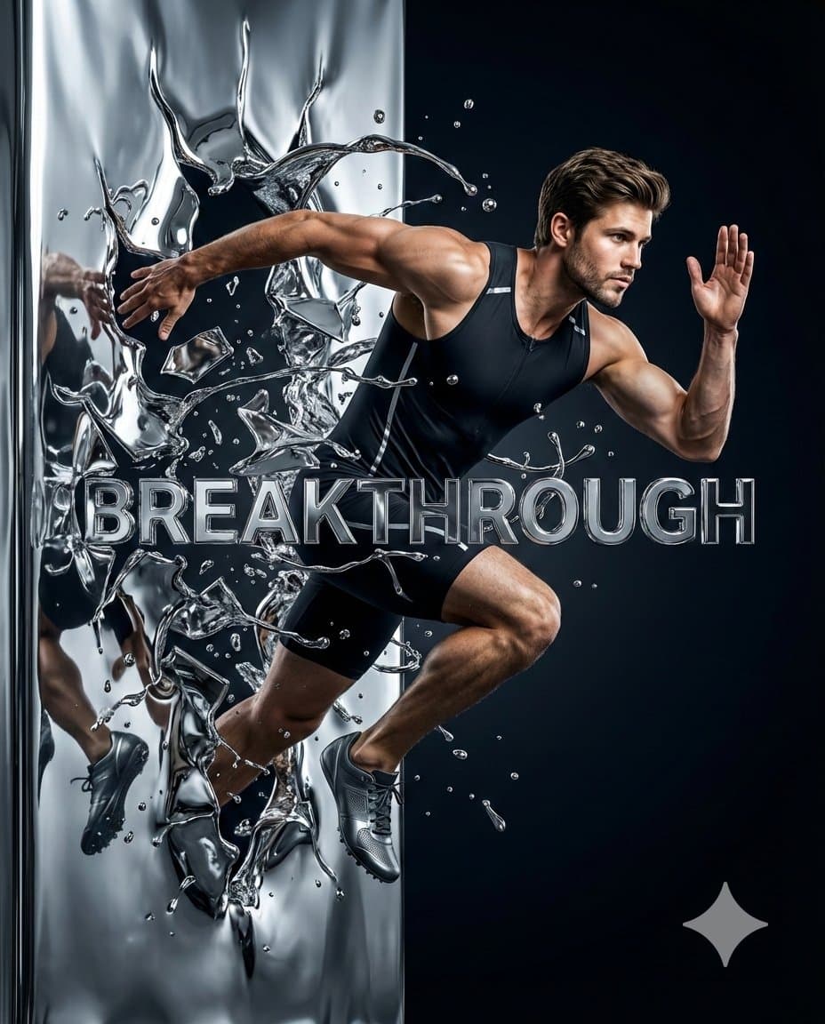 Hyper-Realistic Chrome Wall Breakthrough Prompt — example 1