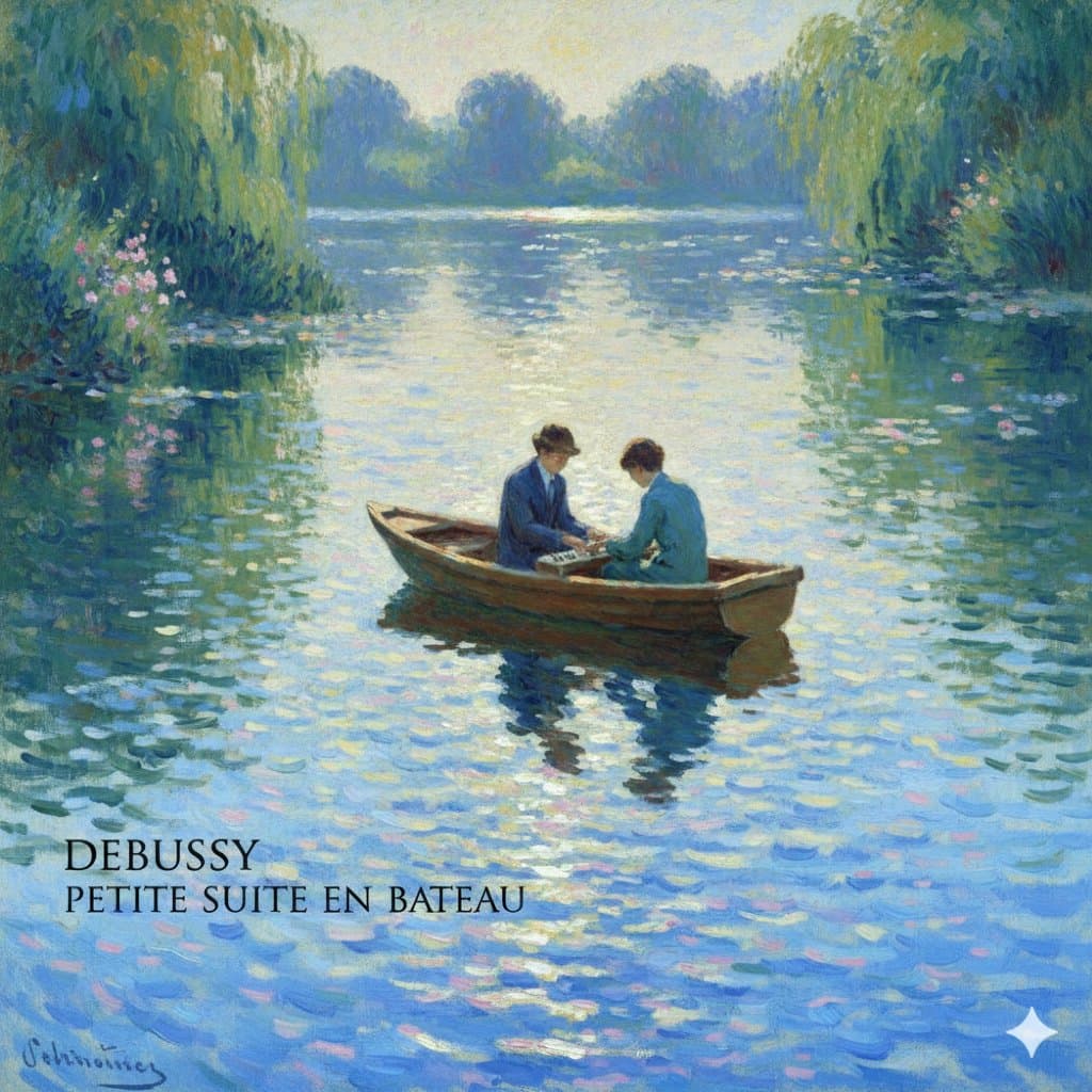 Generate Debussy's 'Petit Suite: En Bateau' in Monet's Style with Color Modification — example 1