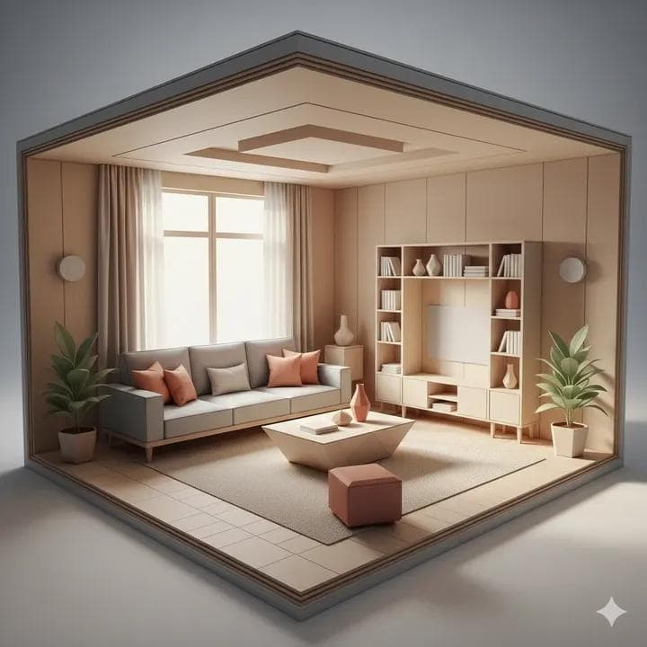 Origami Living Room Architecture Concept — example 1