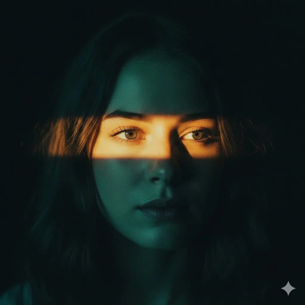 Cinematic Portrait with Dramatic Light Strip — example 1