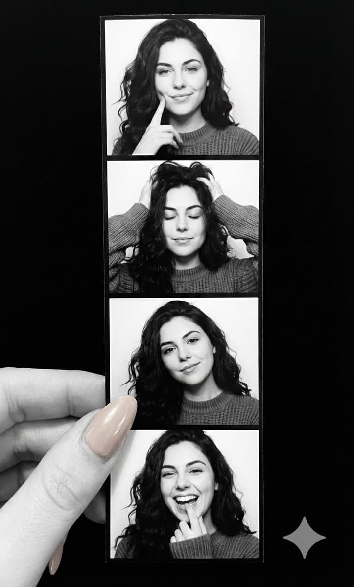 Black & White Photo Booth Strip with Hand — example 2