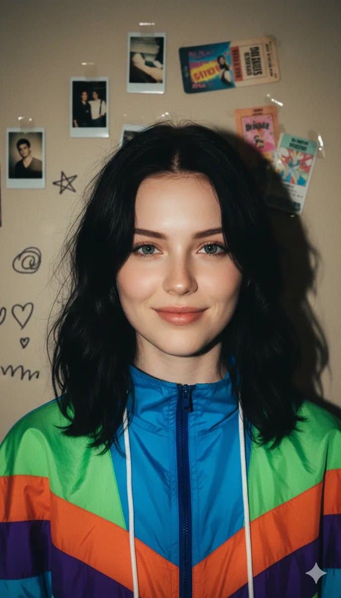 90s Retro Windbreaker Portrait with Harsh Flash (Two Prompts)
