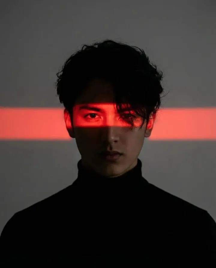 Ultra-Realistic Dramatic Portrait with Red Light Highlight — example 2