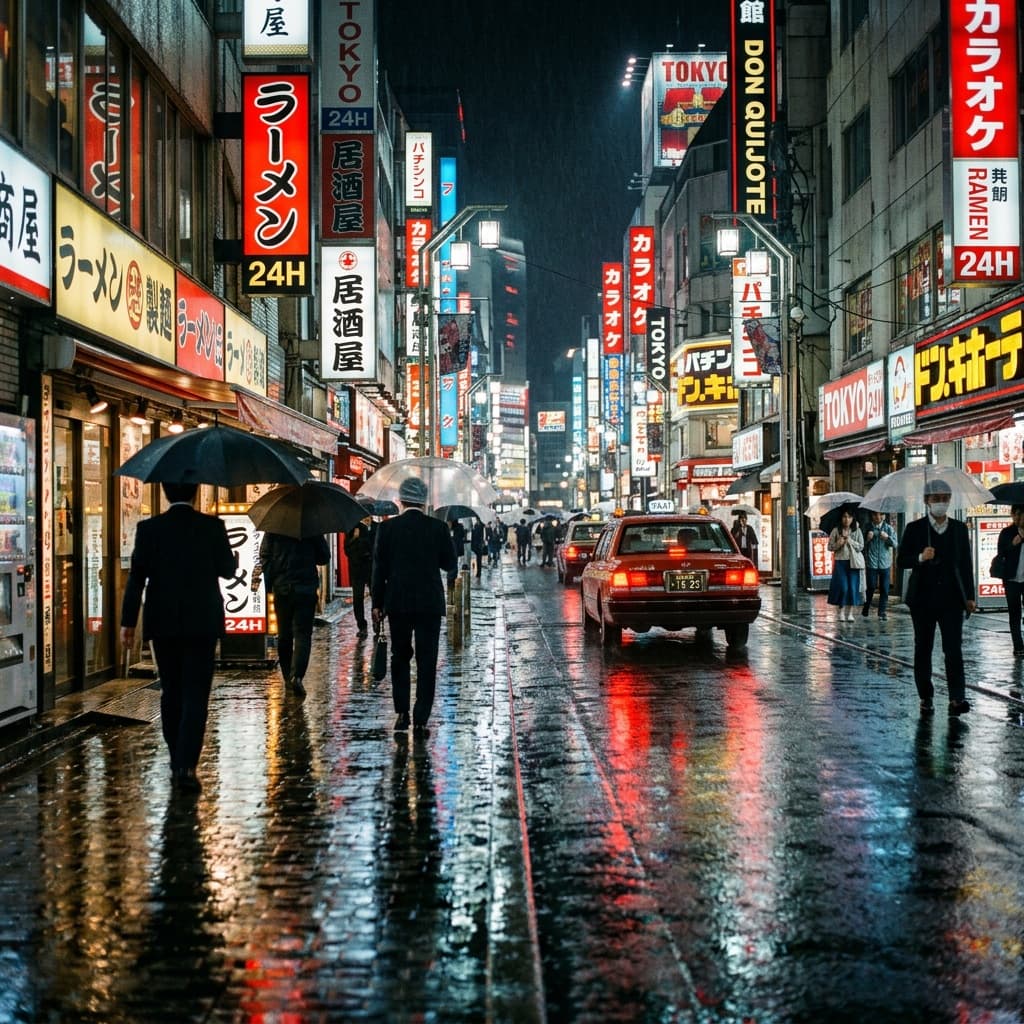 Cinematic Tokyo Street at Night — example 1