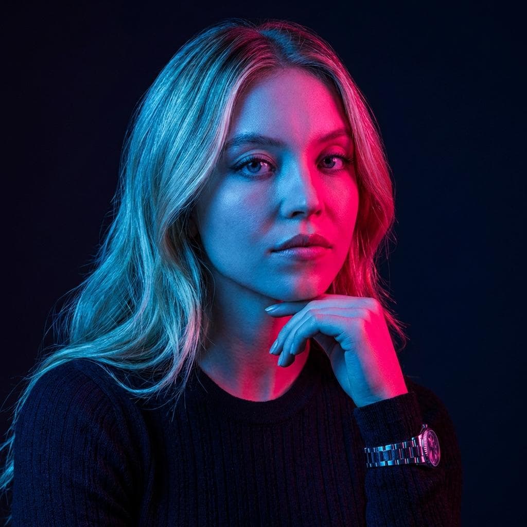 Hyper-Stylized Dual-Tone Neon Portrait Prompt — example 2