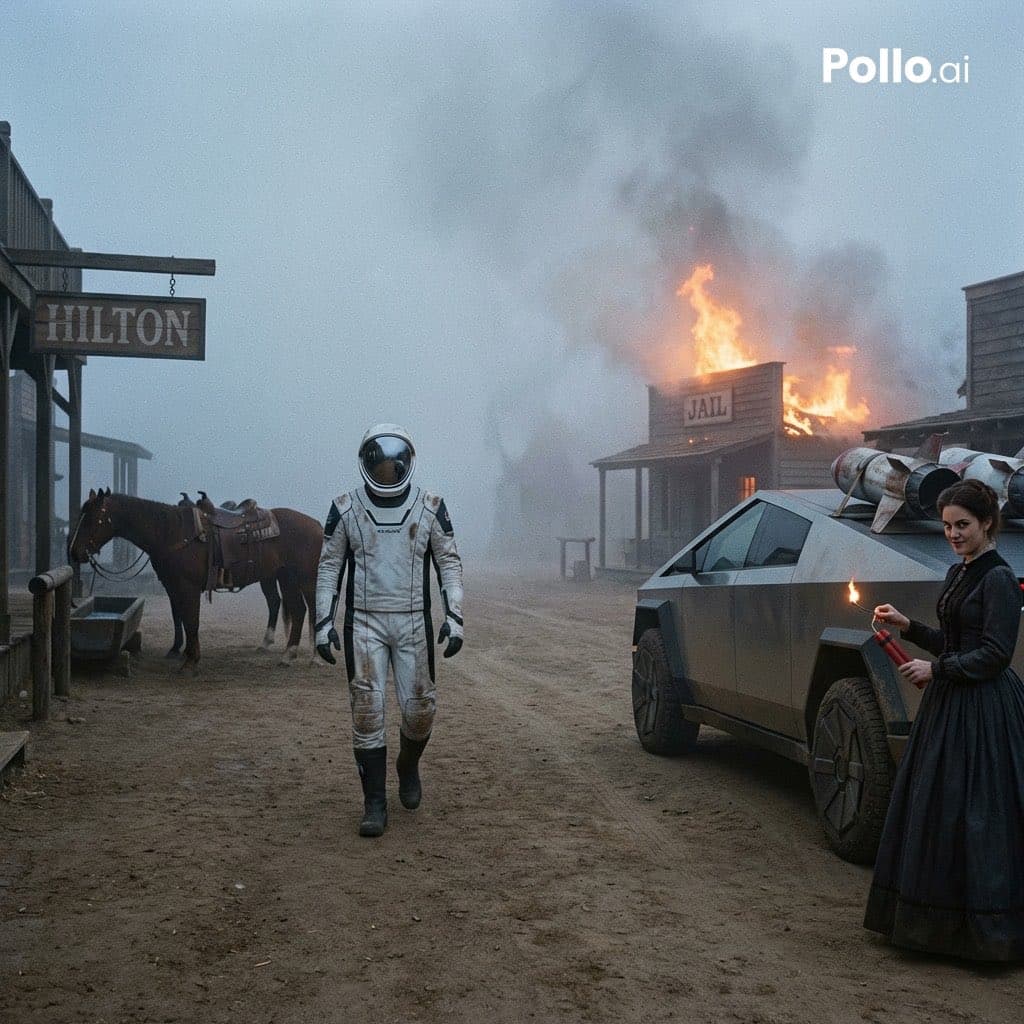 Wild West Sci-Fi Time Travel Scene Prompt — example 1