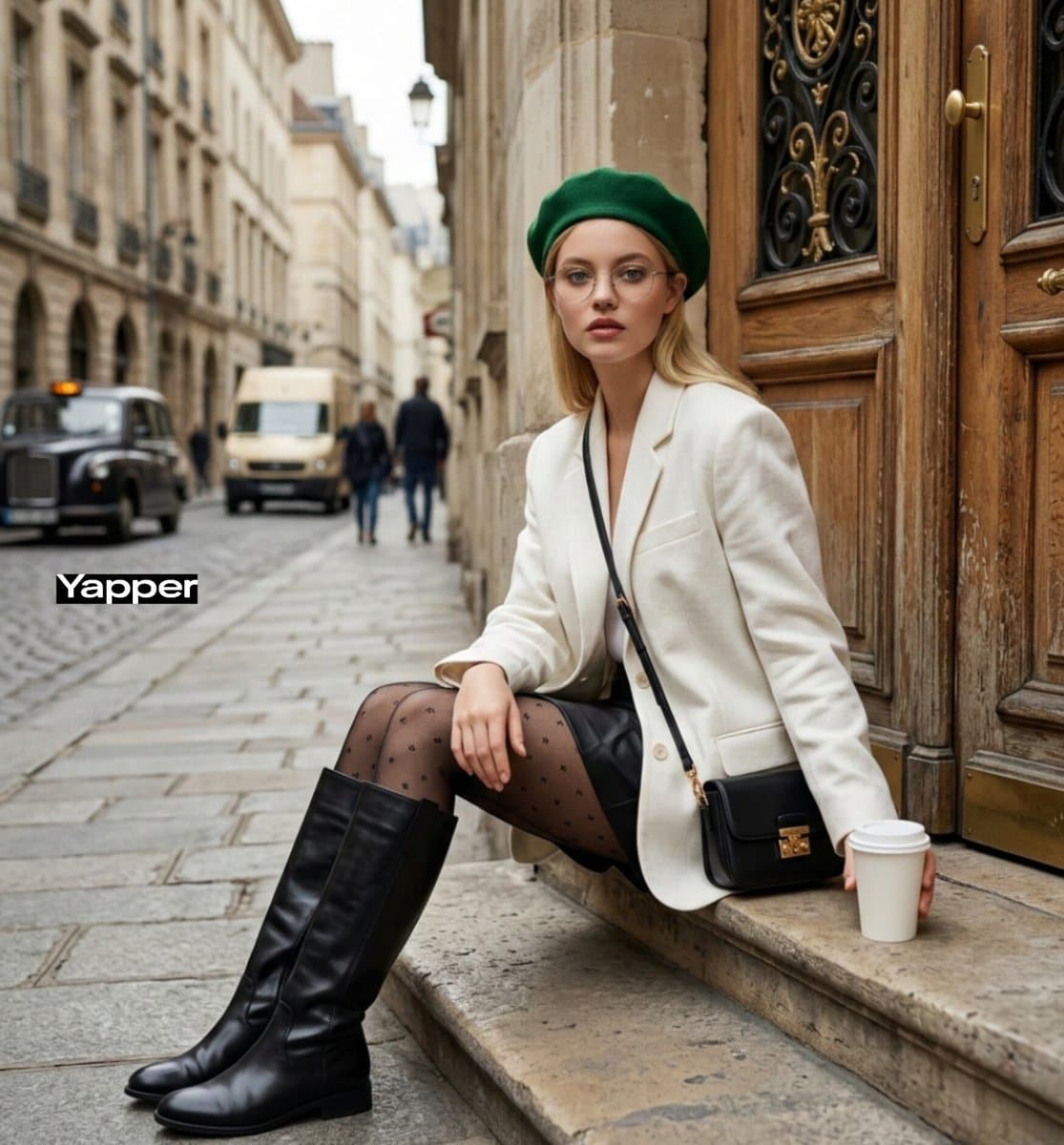 Forced-Perspective Street Fashion Photo Prompt — example 2