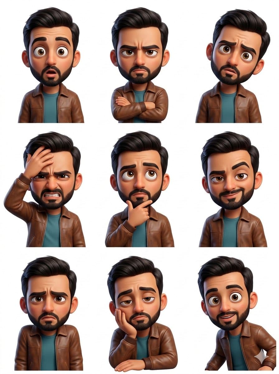 Pixar Sticker Set 3x3 Grid of Emotions — example 1
