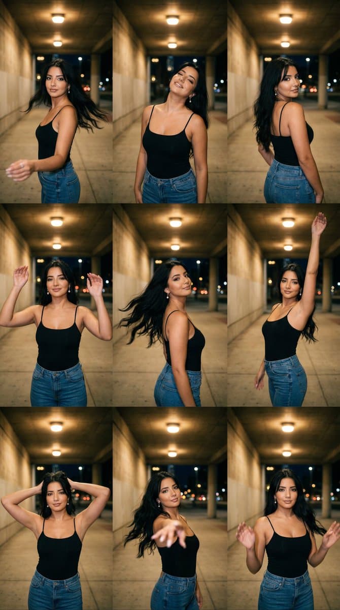 Urban Underpass Motion Portrait Series 3x3 Grid — example 1