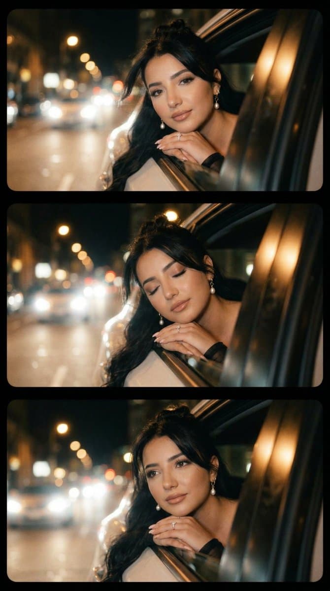 Cinematic Night Drive Filmstrip Prompt — example 1