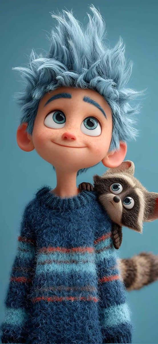 Pixar-Style 3D Animated Child Portrait with Animal — example 1