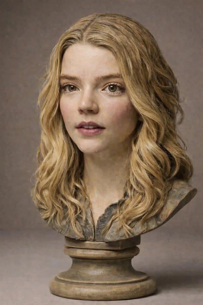 Polychrome Carved Wooden Sculpture Portrait