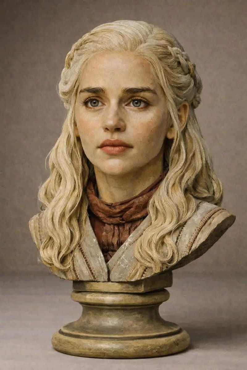 Polychrome Carved Wooden Sculpture Portrait — example 3