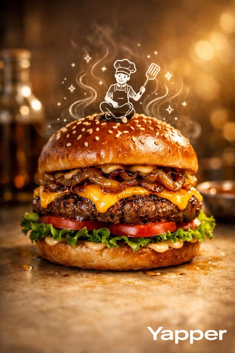 Luxury Food Advertisement Photography with Illustrated Chef — example 1