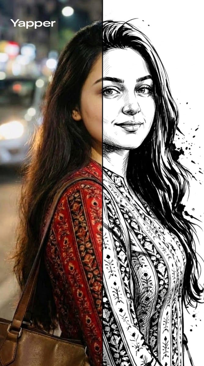 Split-Style Portrait Transformation Prompt for Nano Banana — example 1