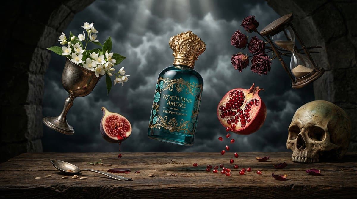 Surreal Baroque Perfume Ad Prompt — example 1