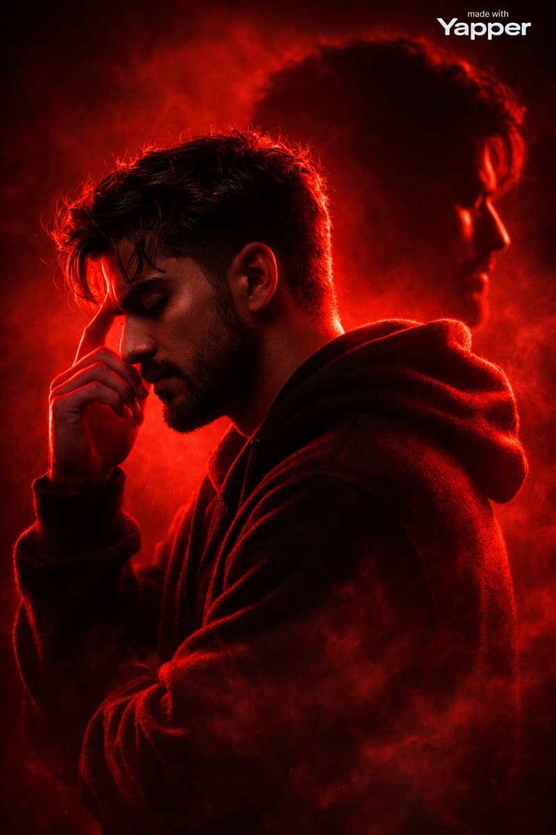 Ultra-Cinematic Red Silhouette Portrait with Double Exposure — example 1