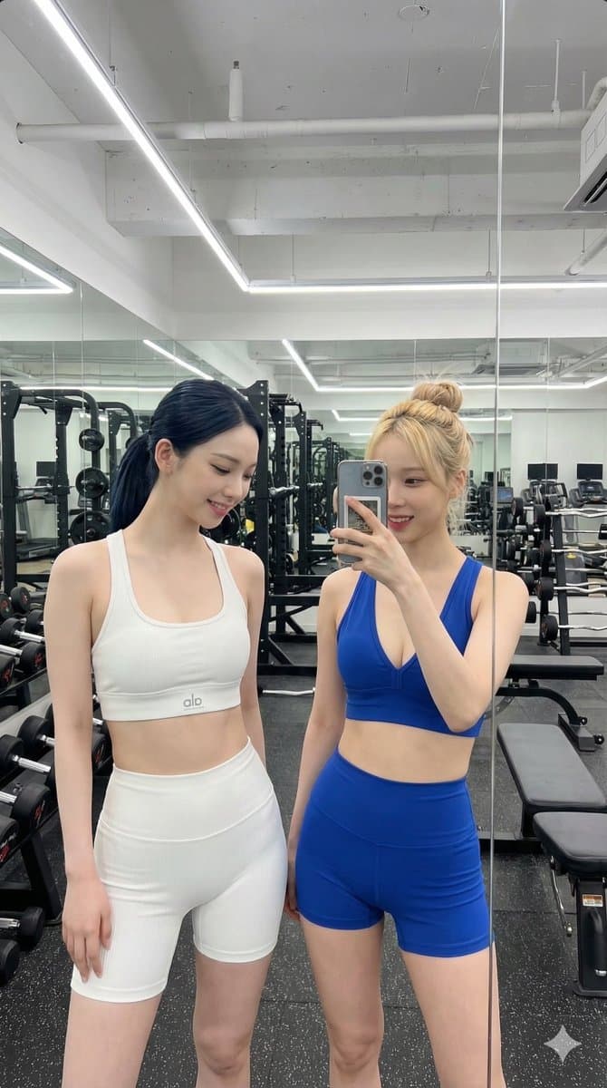 K-Pop Idols Gym Mirror Selfie — example 1