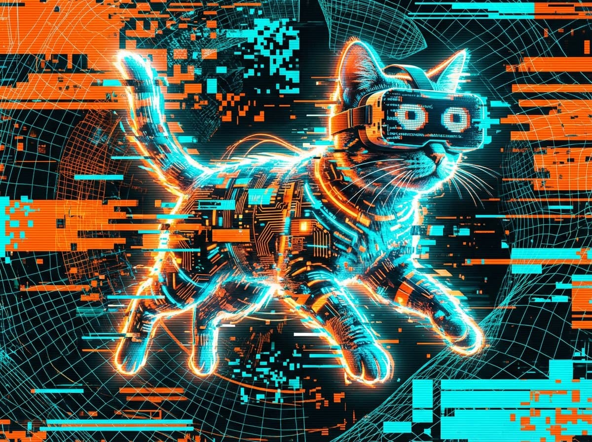 Cyber Cat Prompt Comparison — example 2