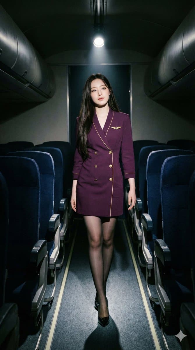 High-Contrast Noir Flight Attendant Prompt for Nano Banana Pro — example 1
