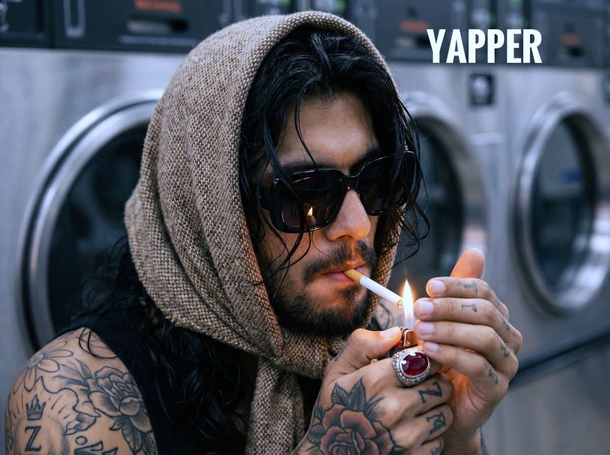 Hyperrealistic Portrait of Man Lighting Cigarette — example 1