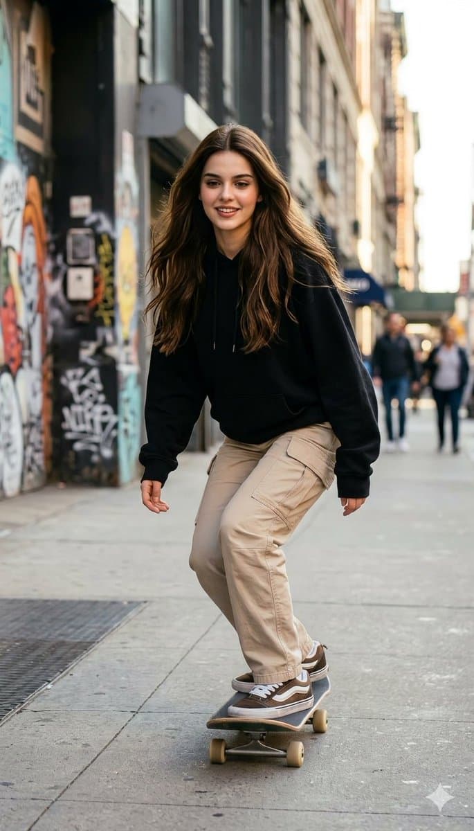 Photorealistic Skateboarder Street Photo — example 1