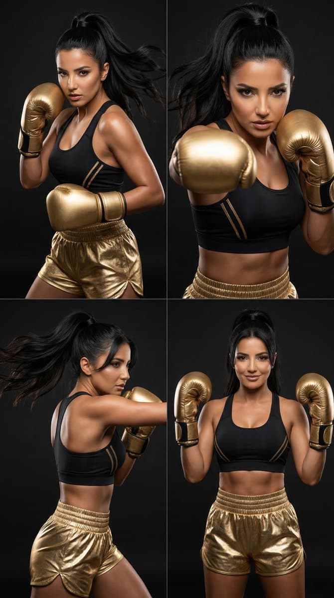 2x2 Grid Luxury Boxing Editorial prompt for Nano Banana Pro — example 1