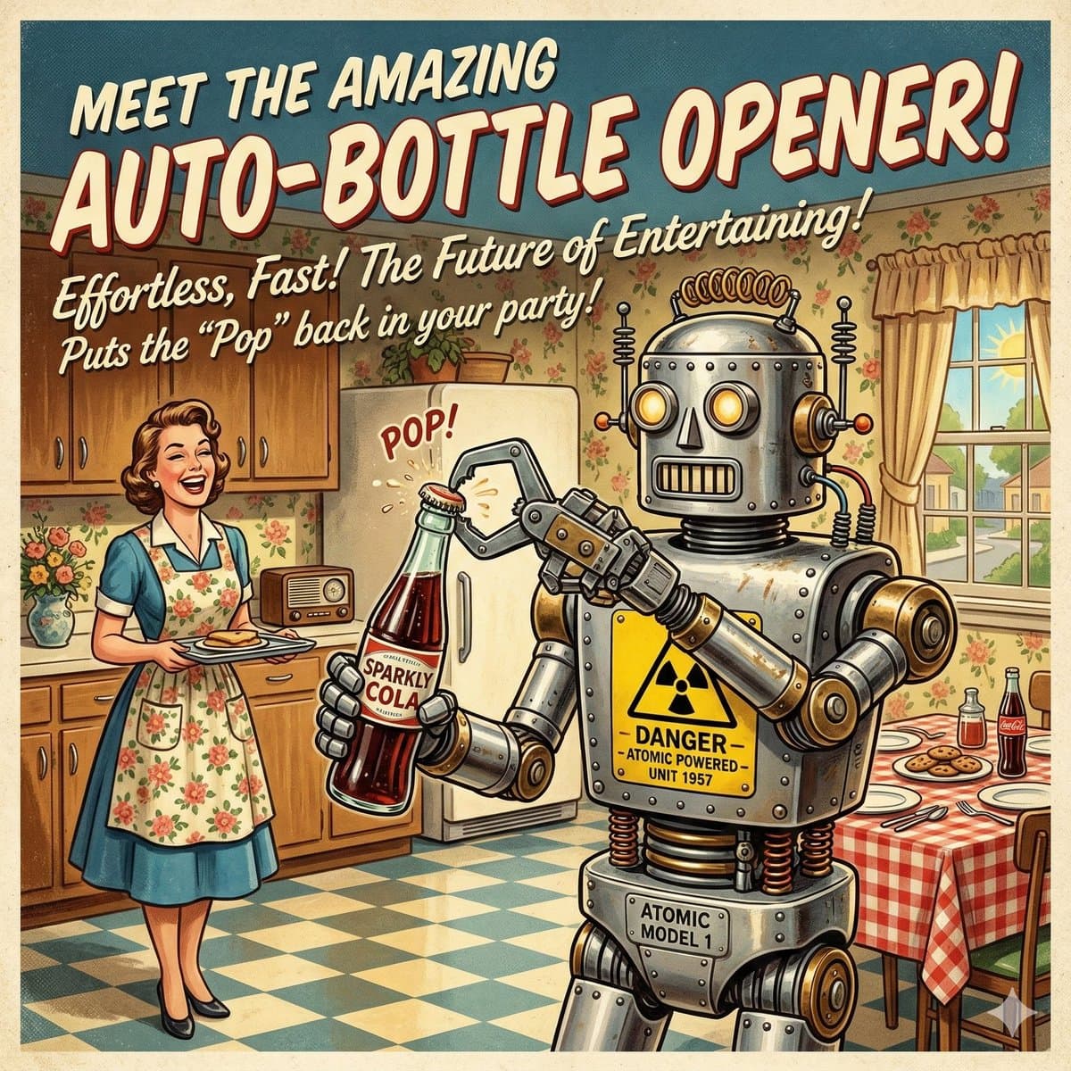Retro Futurism Auto-Bottle Opener — example 1