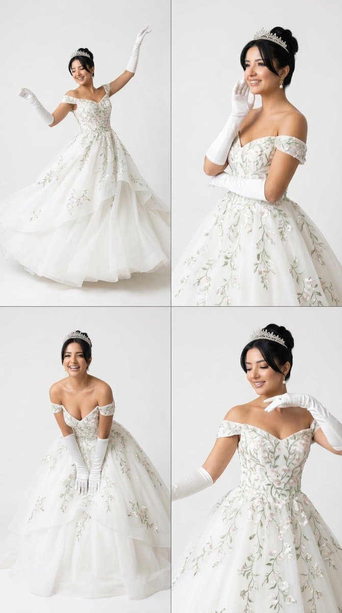 White Ballroom Dance Editorial Grid (2x2) — example 1