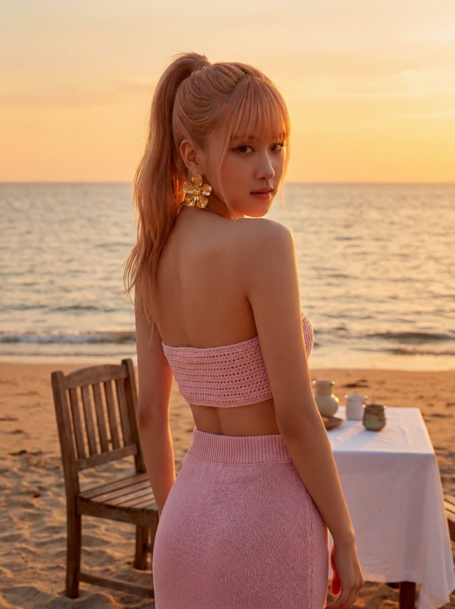 Rosé (BLACKPINK) at Sunset Beach — example 1
