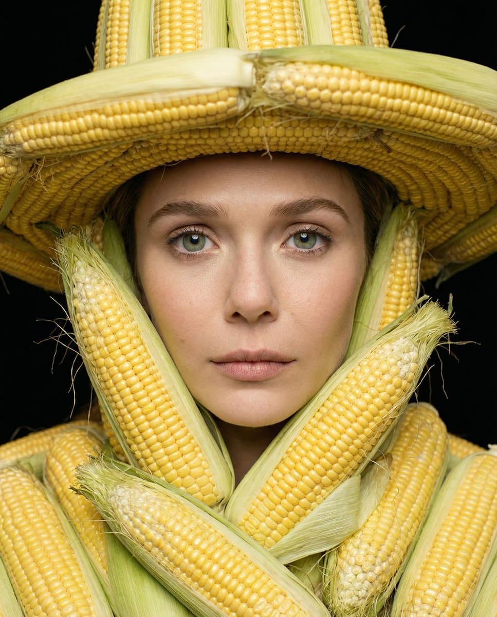 Elizabeth Olsen: Agrarian Haute Couture Macro Portrait