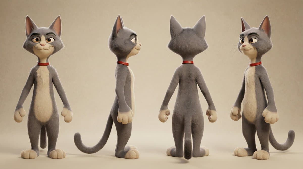 Action Pose Sheet for Cat — example 3