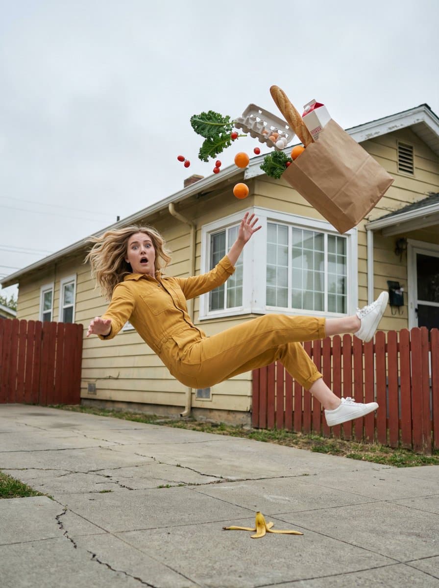 Surreal Frozen Action Falling Woman Prompt