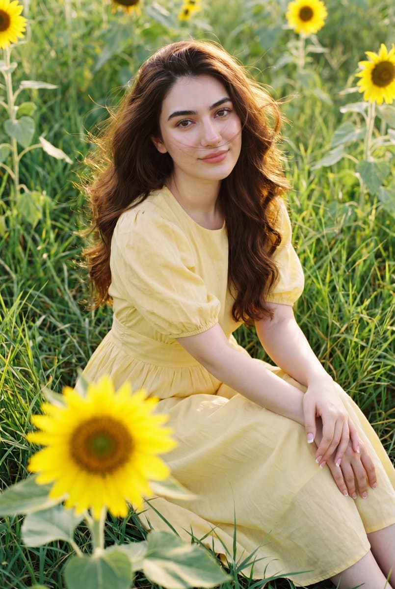 Romantic Sunflower Field Portrait — example 1