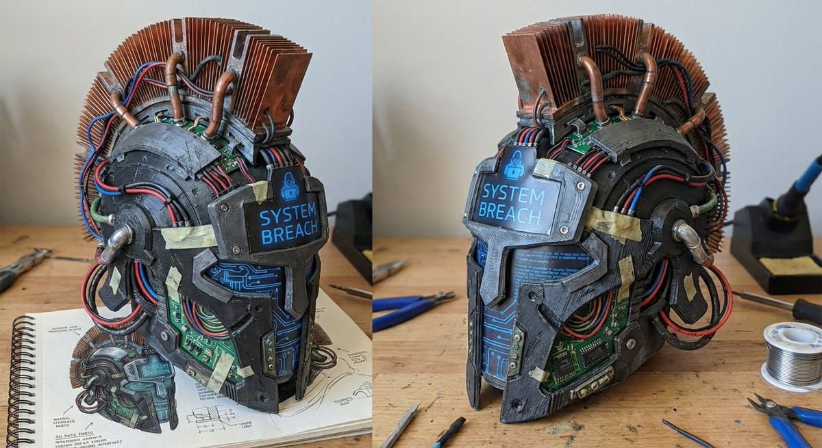 3D printed Corinthian netrunner helmet — example 1