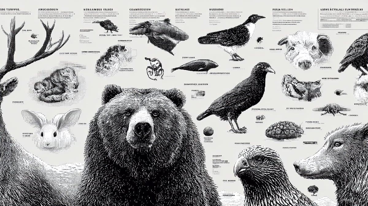 16-bit pixel art poster of black-and-white animals — example 3