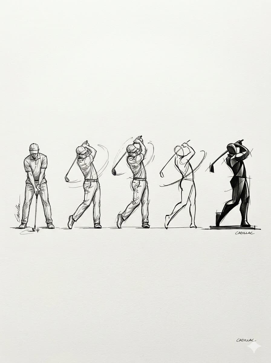 Progressive Golf Swing Artistic Sketch — example 1