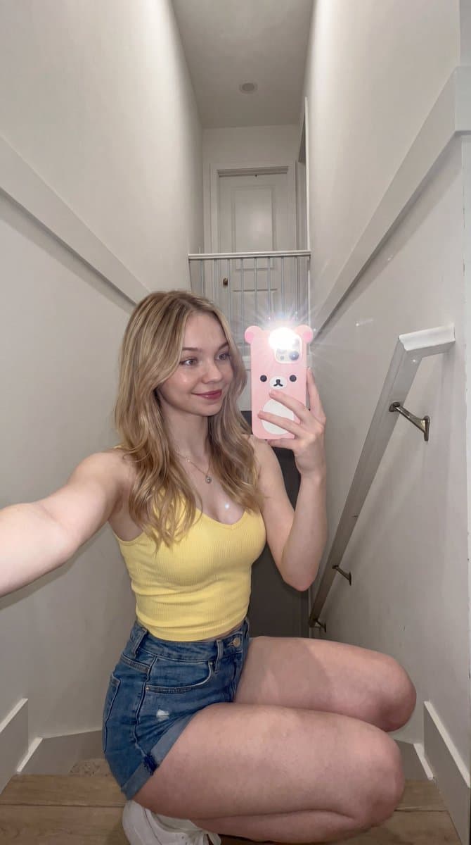 Candid stairwell flash selfie — example 1