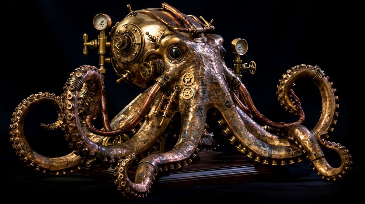 Intricate Steampunk Mechanical Sculpture — example 3