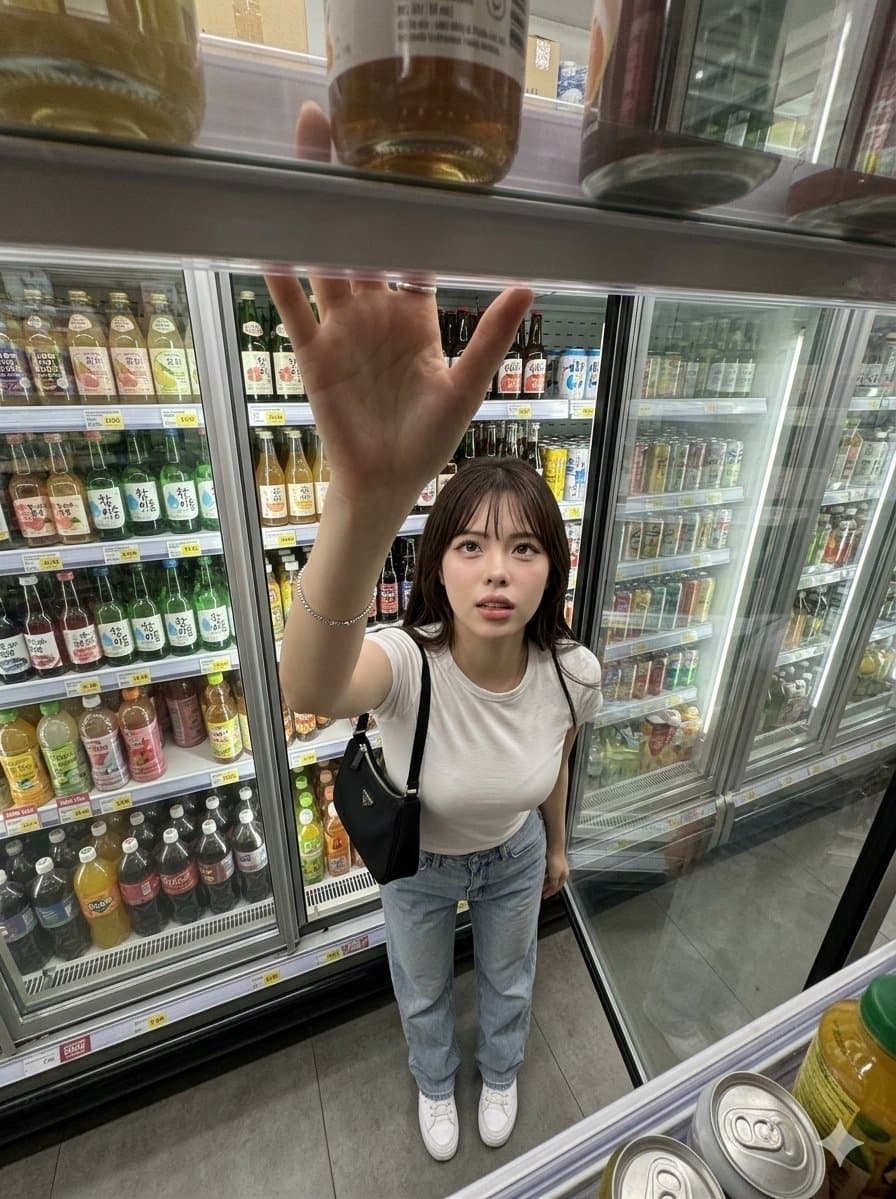 Candid Grocery Store Aisle Selfie — example 1