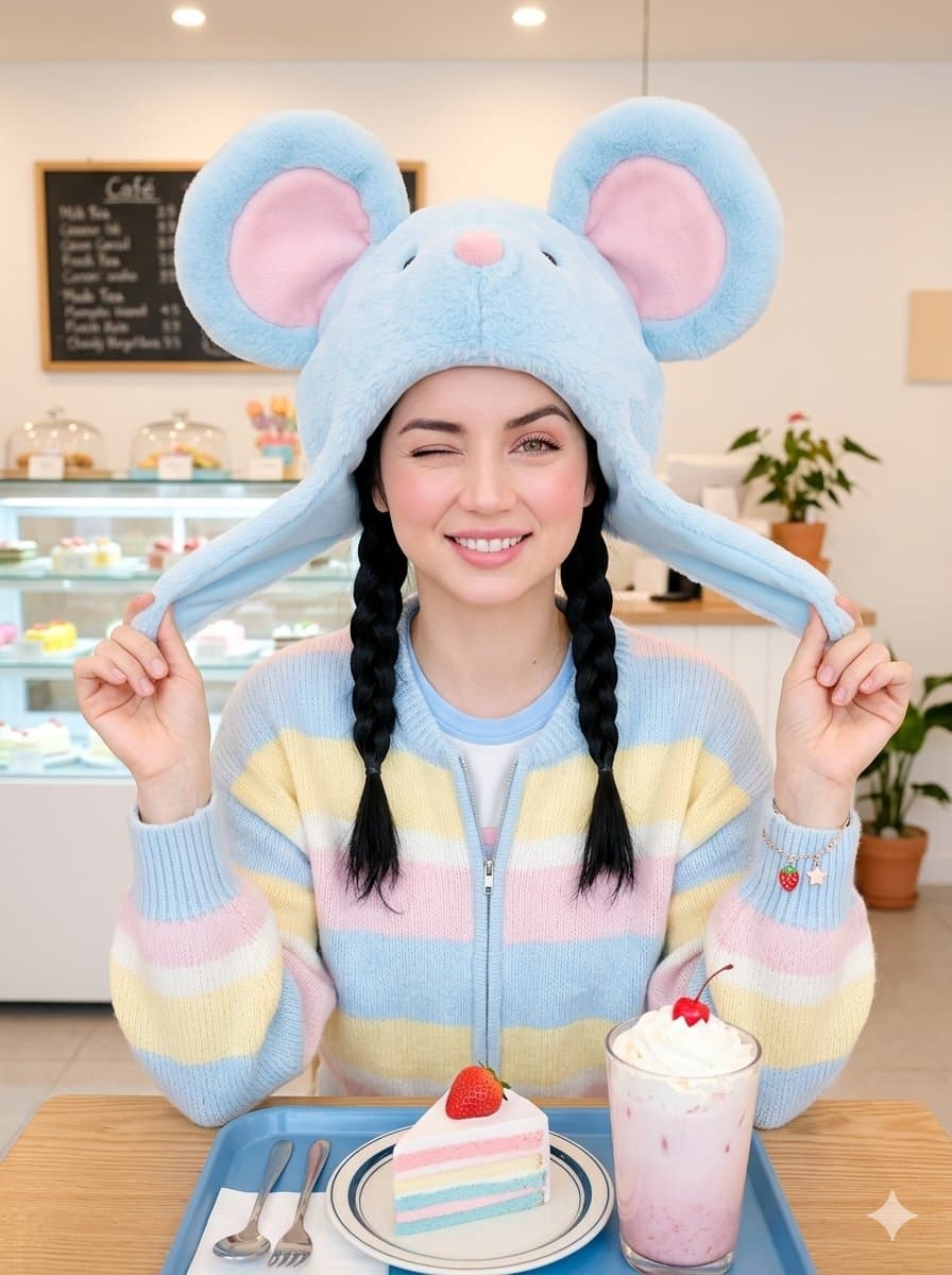 Kawaii Café Pigtails Portrait — example 1