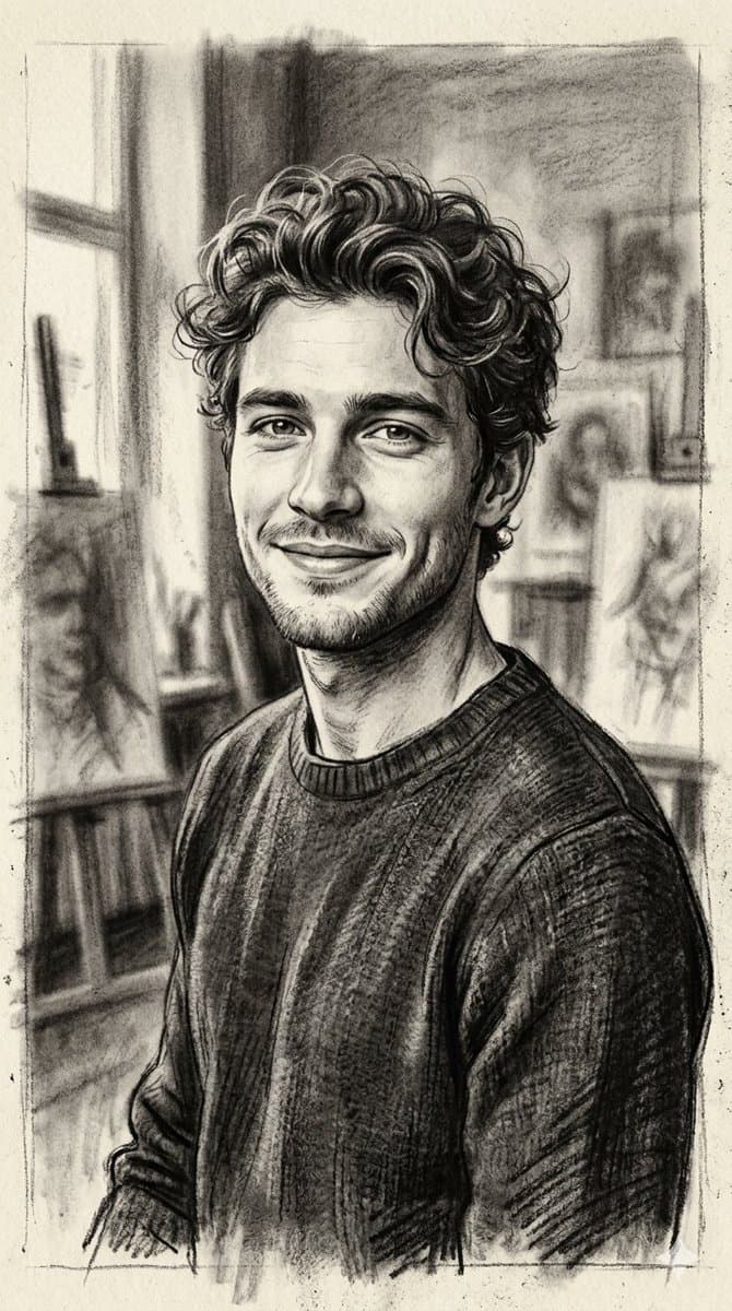 Hand-Drawn Charcoal Sketch Portrait — example 1