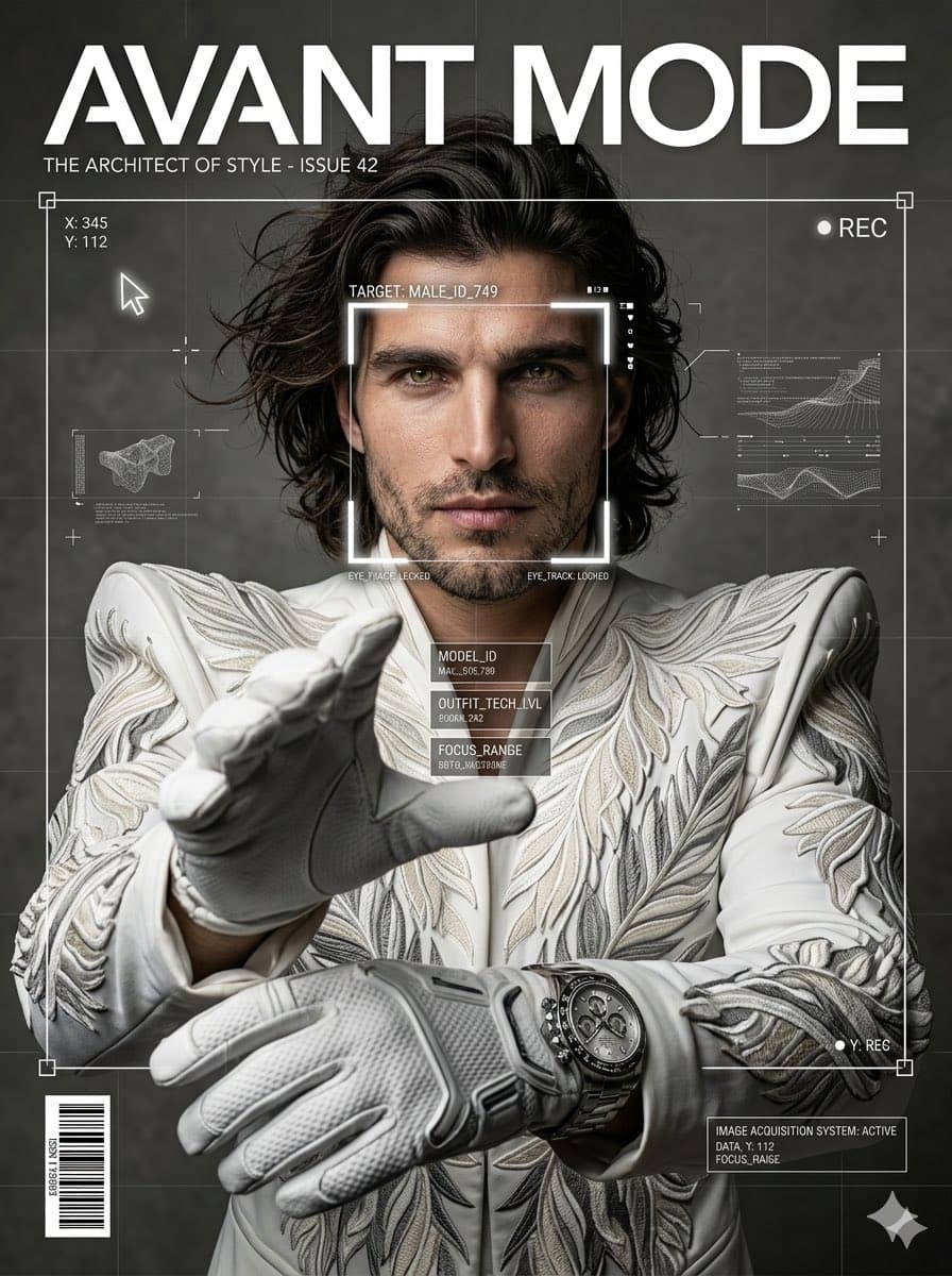 Avant-Garde White Couture Portrait — example 1