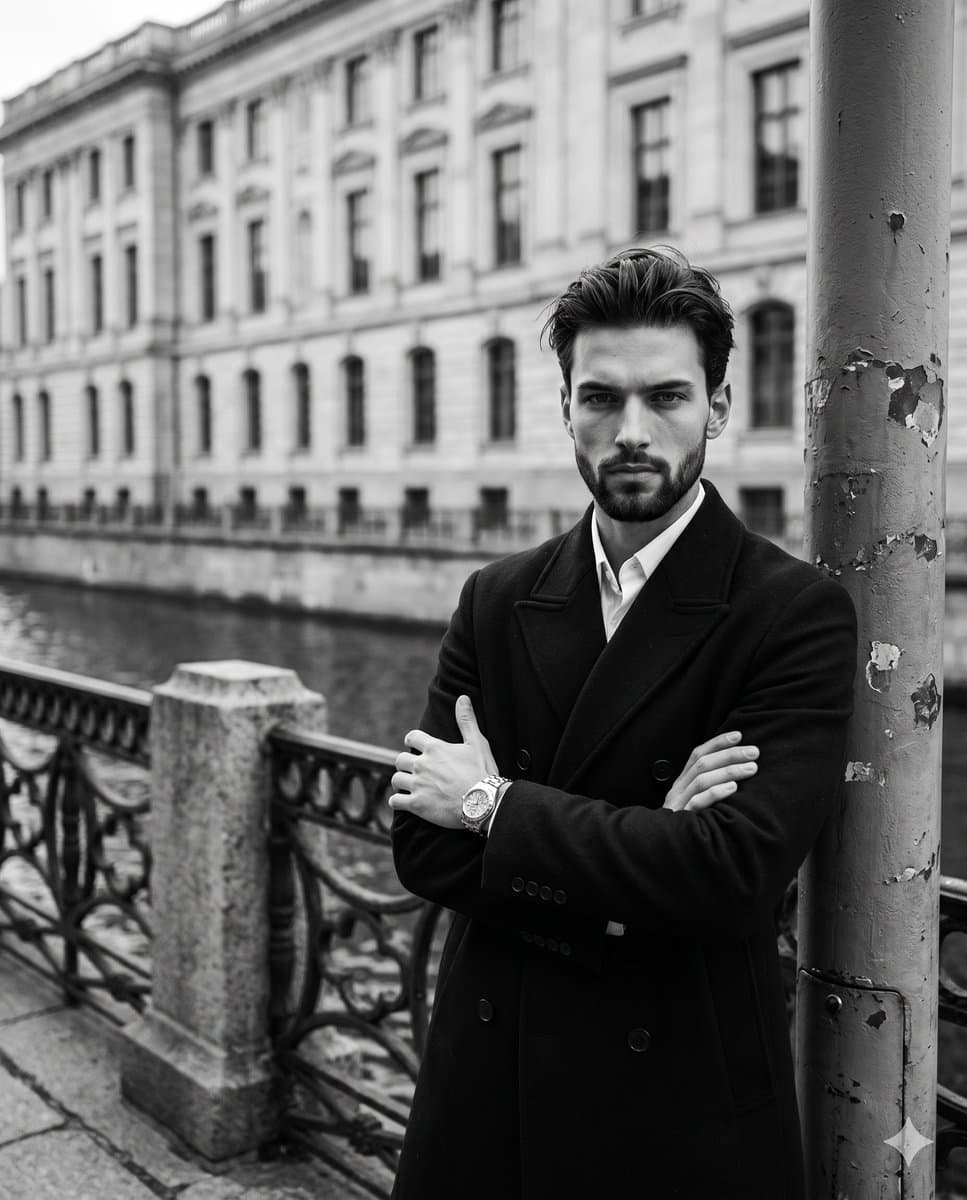 Monochromatic Film Noir Male Portrait — example 1