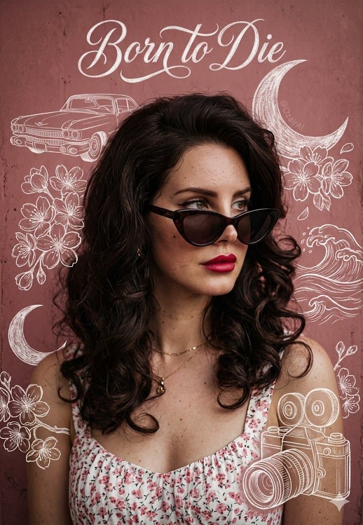 Vintage Born To Die Portrait with Chalk Doodles