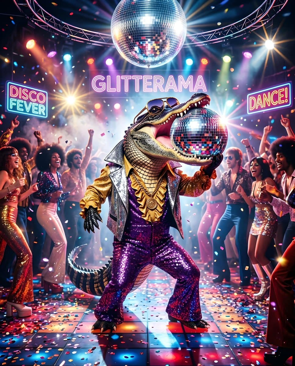 Retro Disco Alligator — example 1