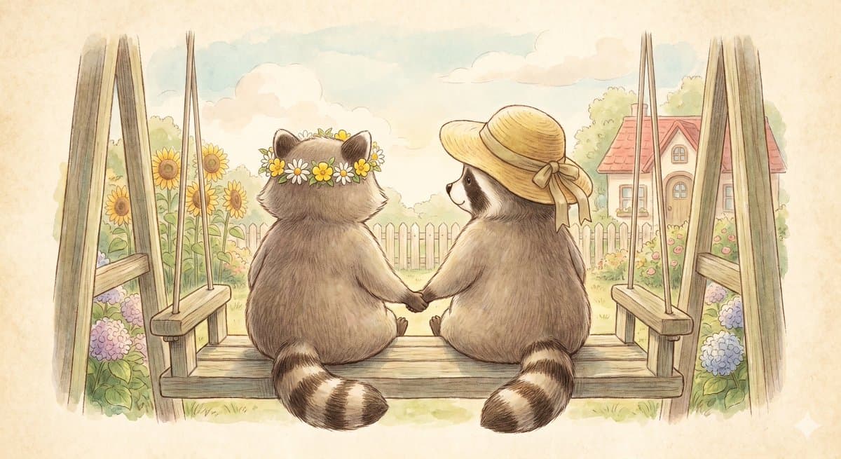 Picture Book Style Raccoon Characters — example 1