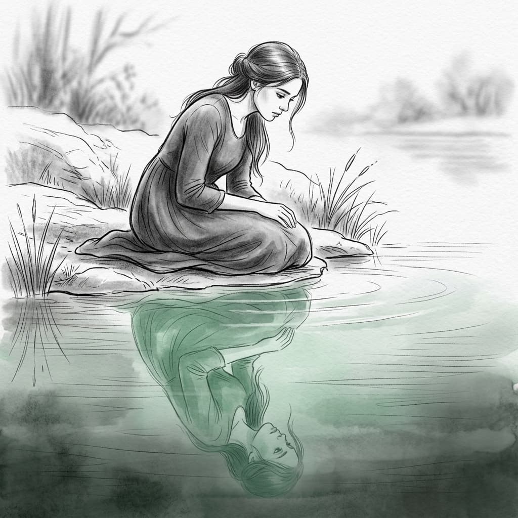 Isometric Zen Woman Line Art — example 3