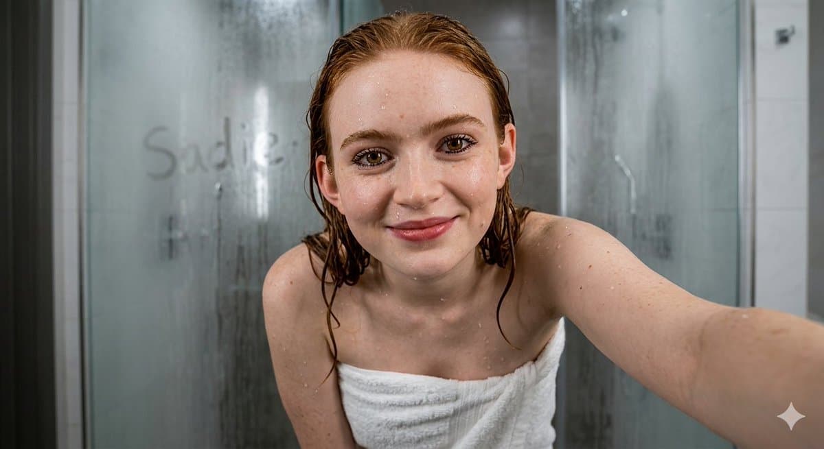 Ultra-Realistic Wet Bathroom Selfie — example 1
